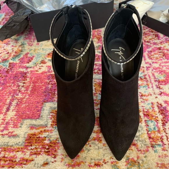 Giuseppe Zanotti Black Suede Sparkle Booties - Picture 4 of 8